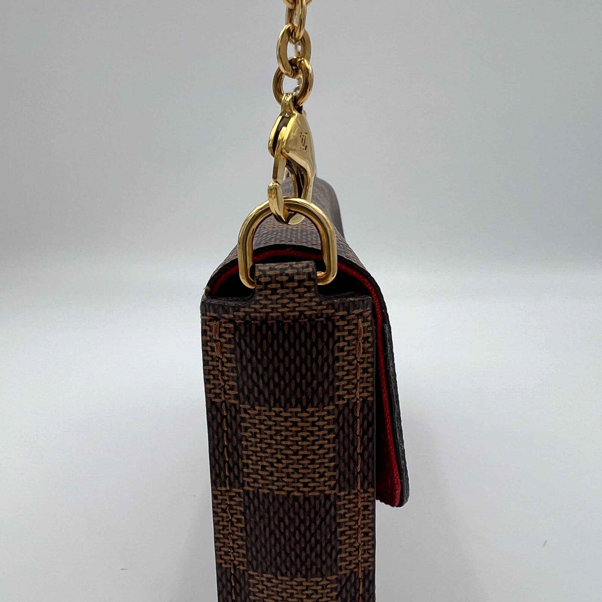 Felicie Brown Wallet on Chain in Coated Canvas, Gold hardware