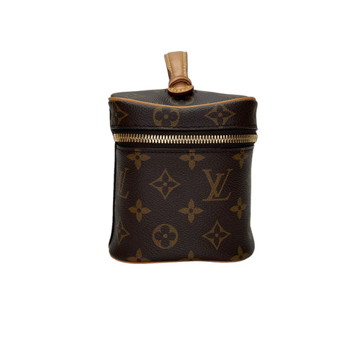 Nice Mini Brown Vanity Bag in Monogram Coated Canvas, Gold hardware