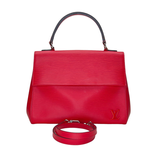 Cluny MM Red Top Handle Bag in Epi Leather, Silver hardware