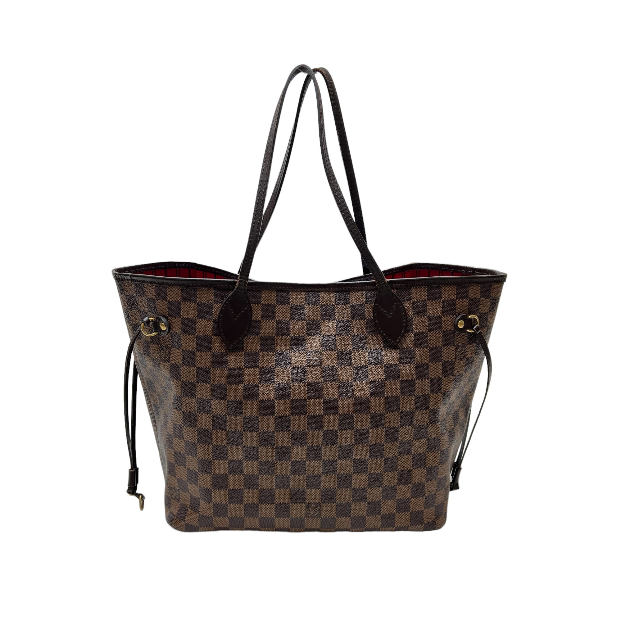 Neverfull MM Brown Tote Bag in Coated Canvas, Gold hardware