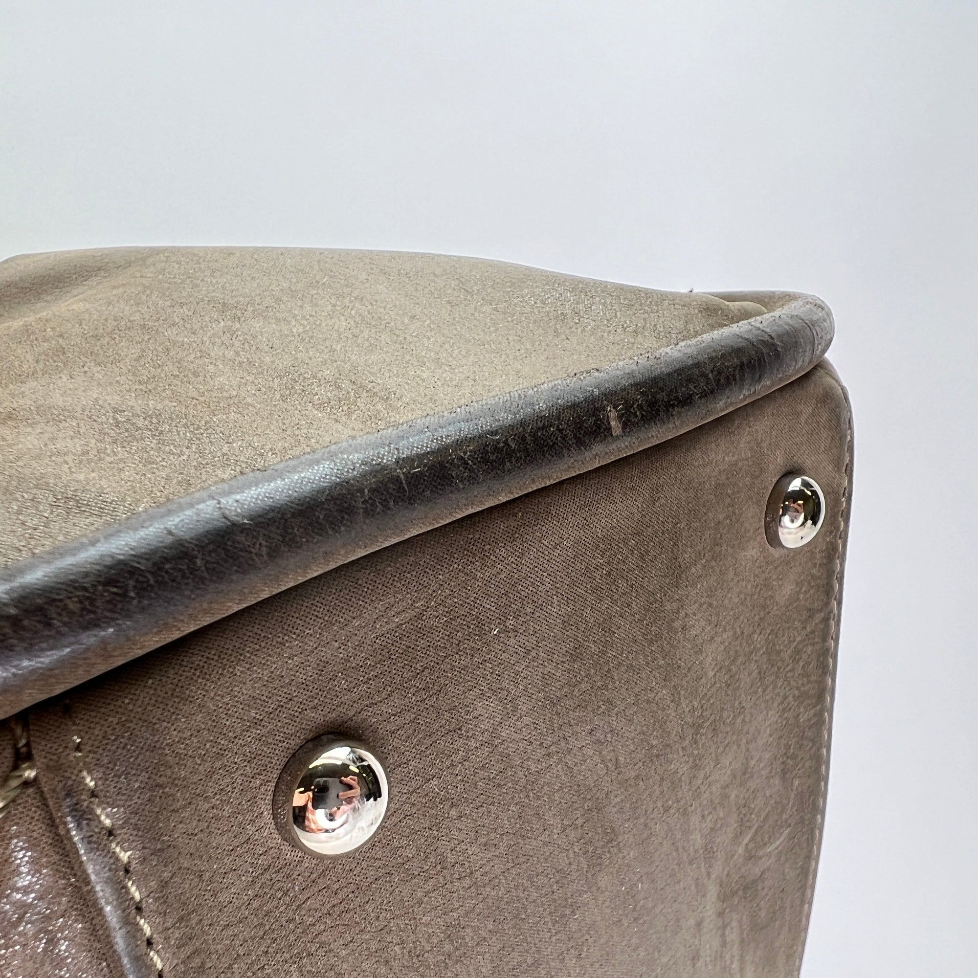 Wild stitch Brown Shoulder Bag in Calfskin, Silver hardware