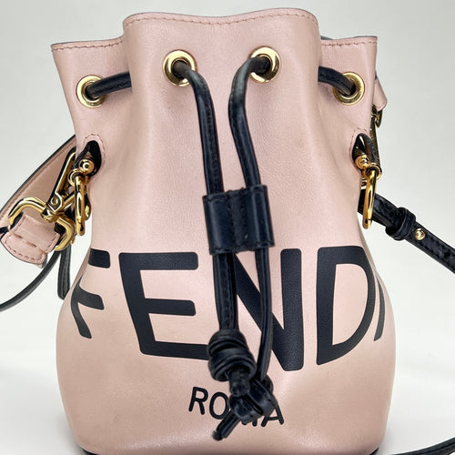 Mon Tresor Mini Pink Bucket Bag in Calfskin, Gold hardware