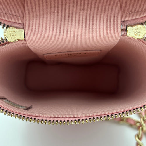 Vanity Phone Pink Crossbody Bag in Caviar Leather, Gold hardware