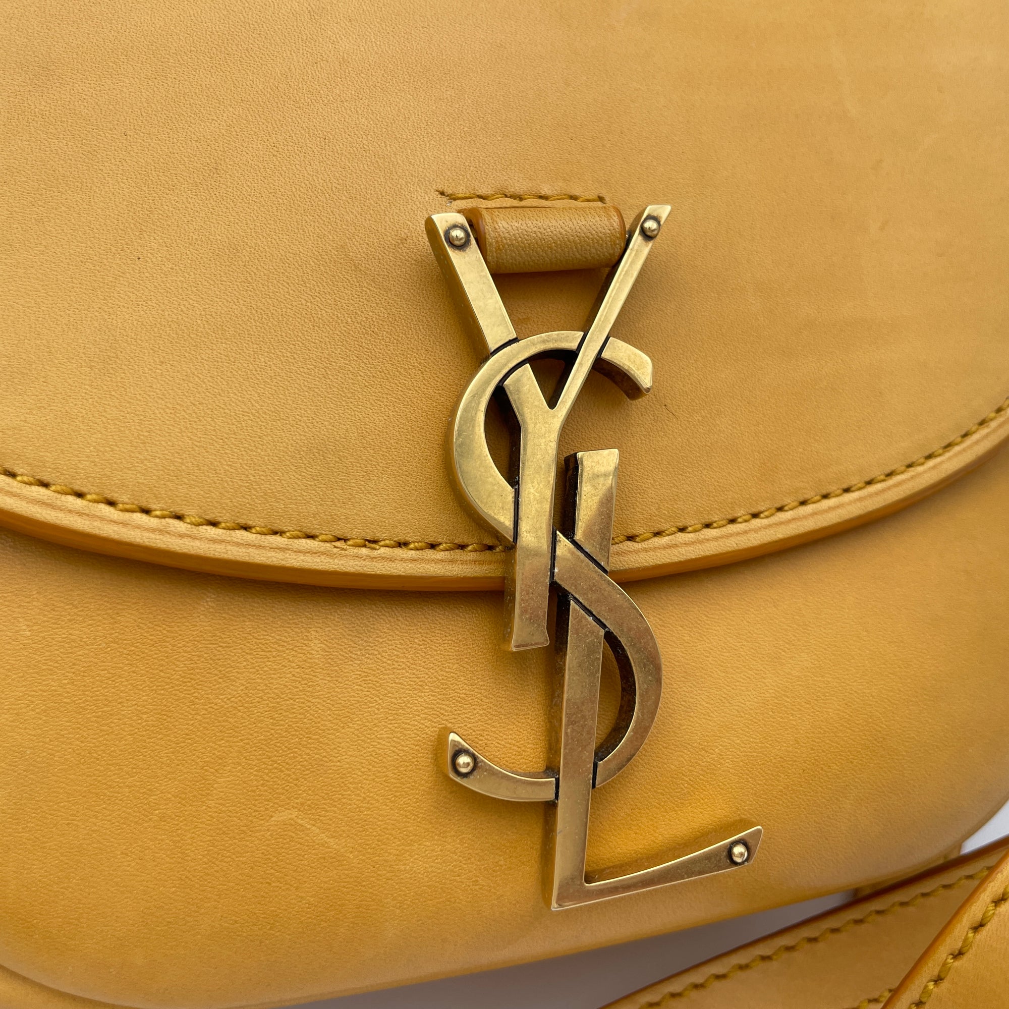 Kaia Small Yellow Shoulder Bag in Lambskin, Gold hardware