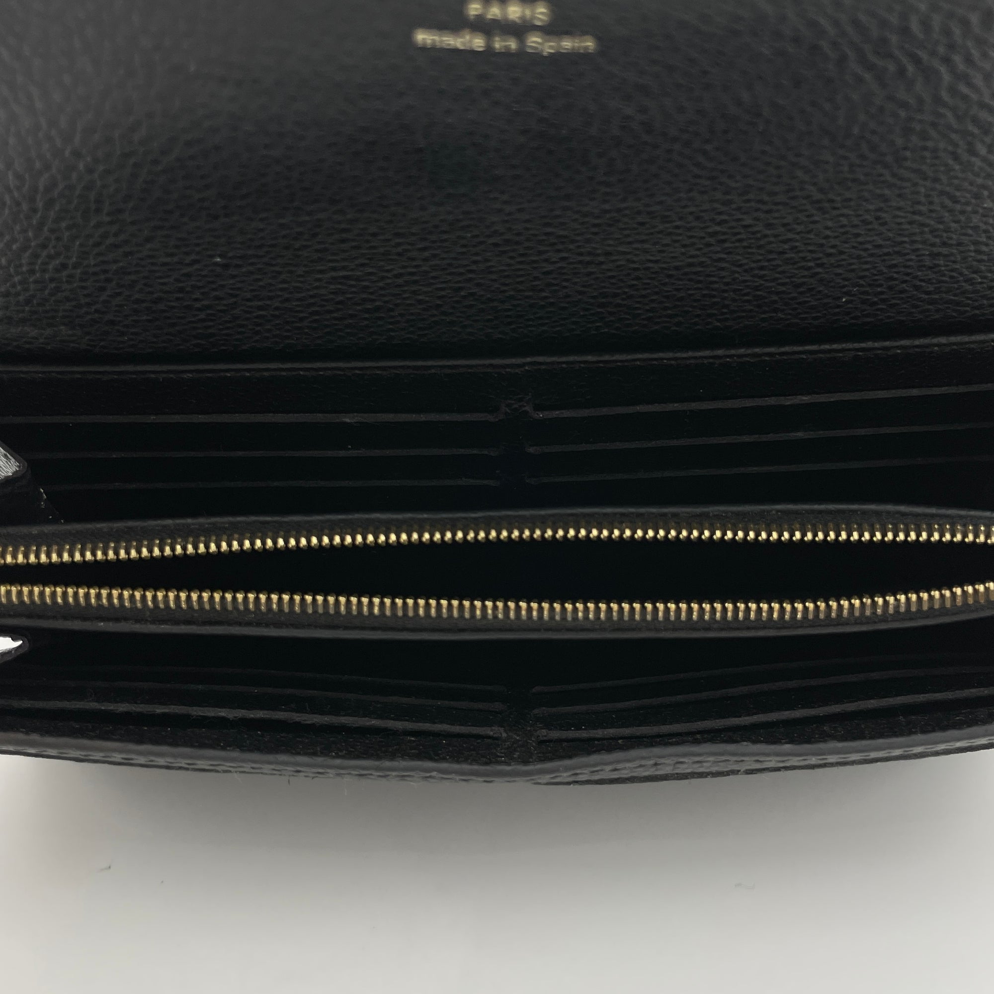 Sarah Long Black Wallet in Monogram Empreinte Leather, Gold hardware