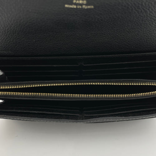 Sarah Long Black Wallet in Monogram Empreinte Leather, Gold hardware