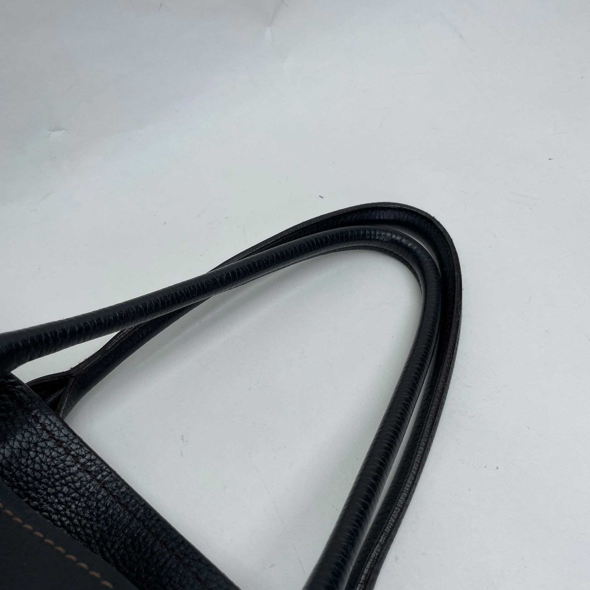 Shoulder Black Top Handle Bag in Calfskin, Silver hardware