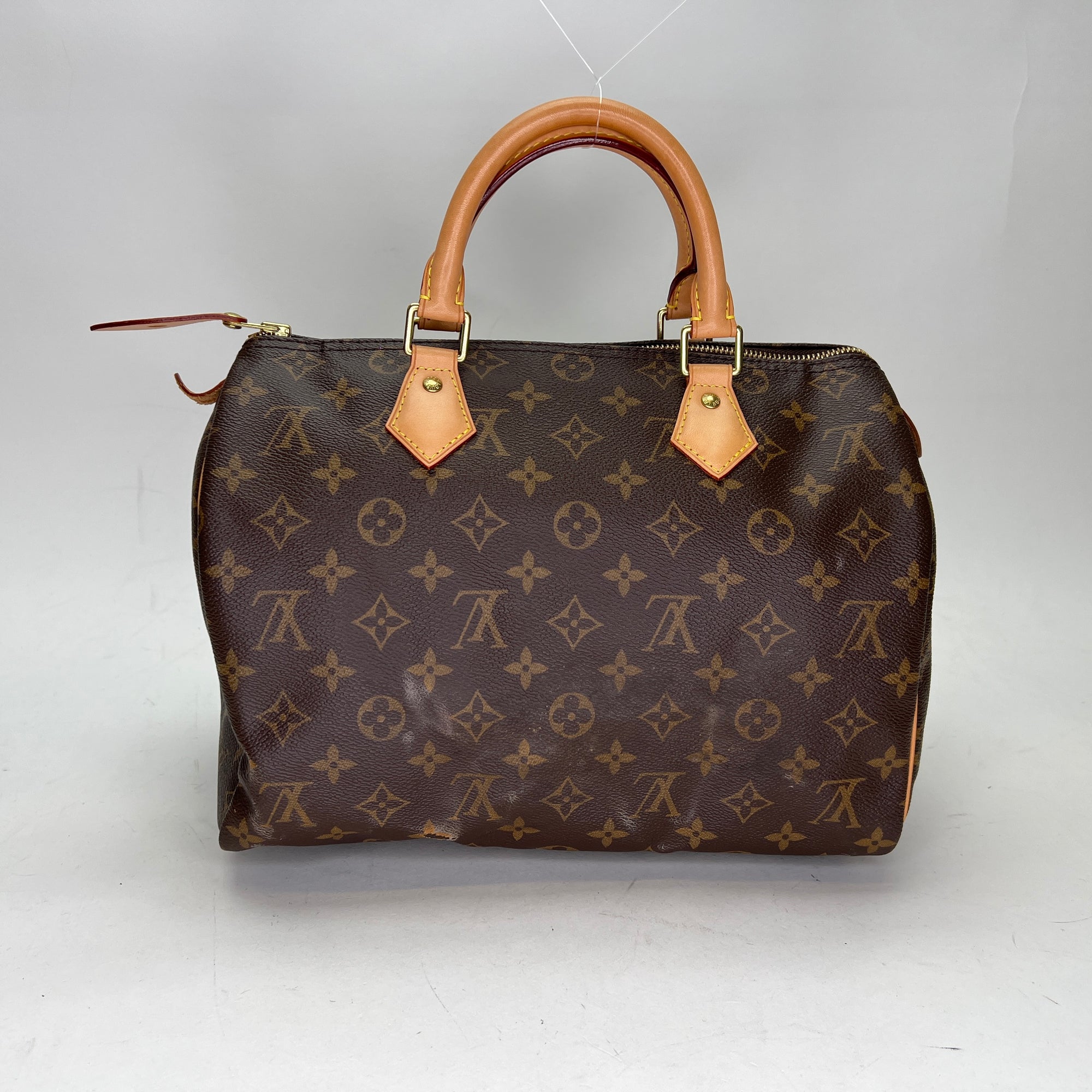 Speedy 30 Brown Top Handle Bag in Monogram Coated Canvas, Gold hardware