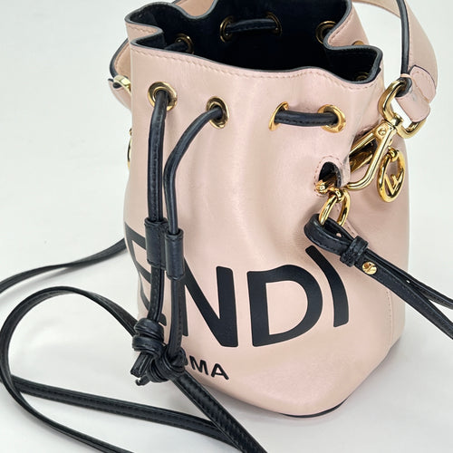 Mon Tresor Mini Pink Bucket Bag in Calfskin, Gold hardware