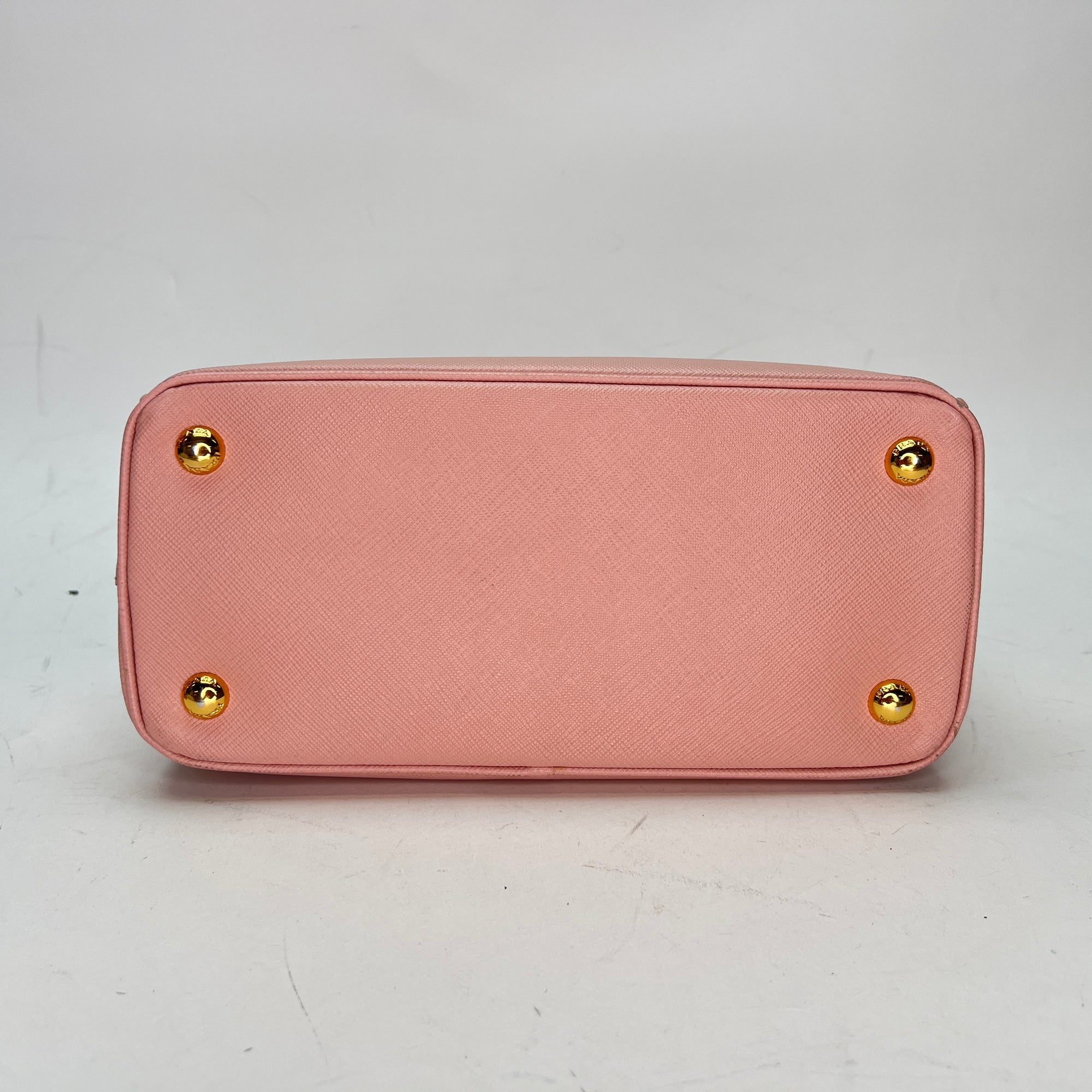 Galleria Small Pink Top Handle Bag in Saffiano Leather, Gold hardware