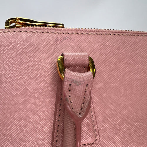 Galleria Small Pink Top Handle Bag in Saffiano Leather, Gold hardware