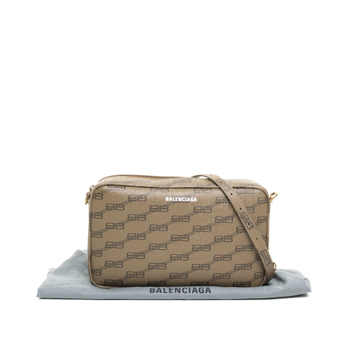 BB Signature Monogram Camera Bag Brown in Coated Canvas, Gold hardware