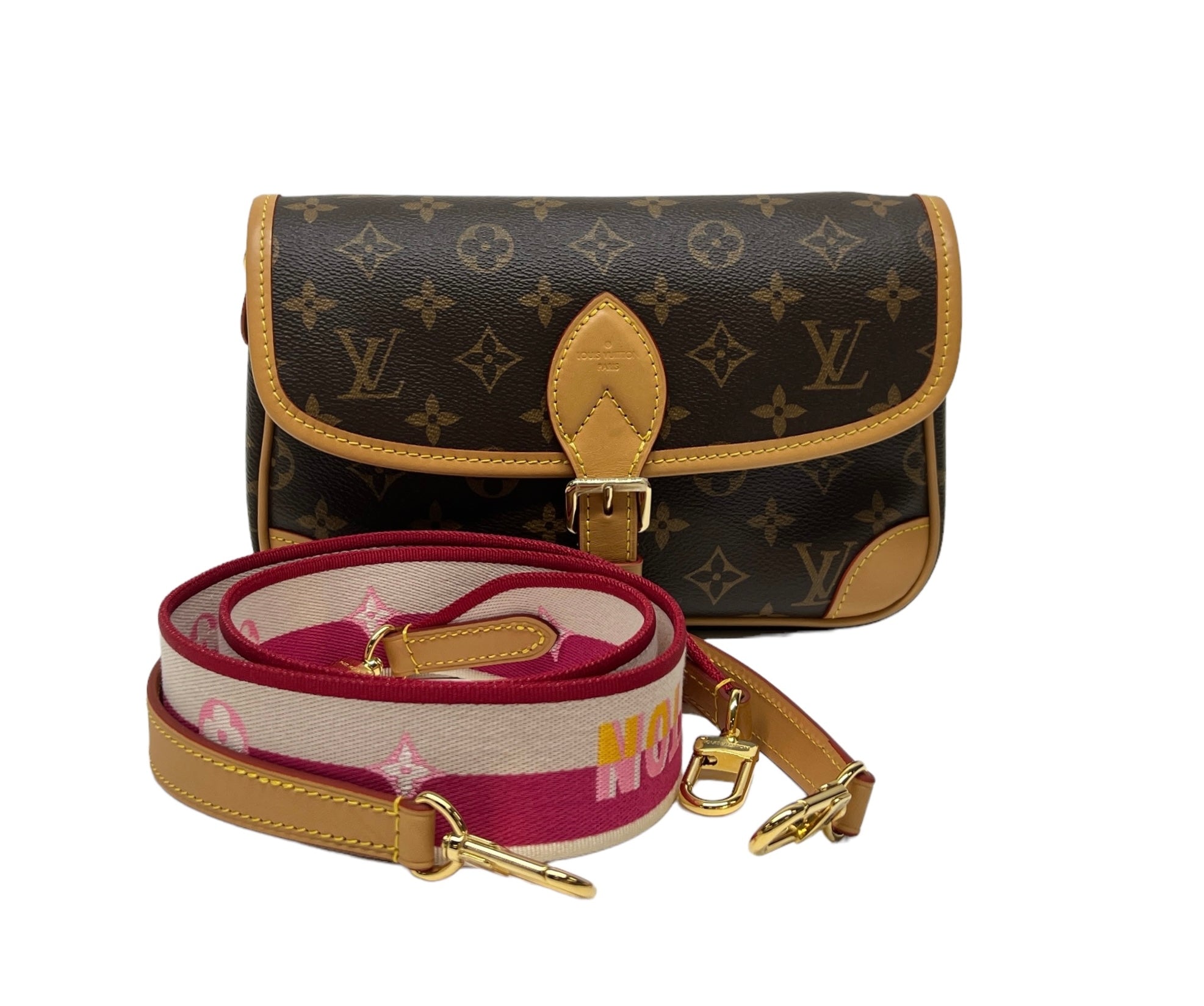 Diane Brown Shoulder Bag in Monogram Coated Canvas, Gold hardware