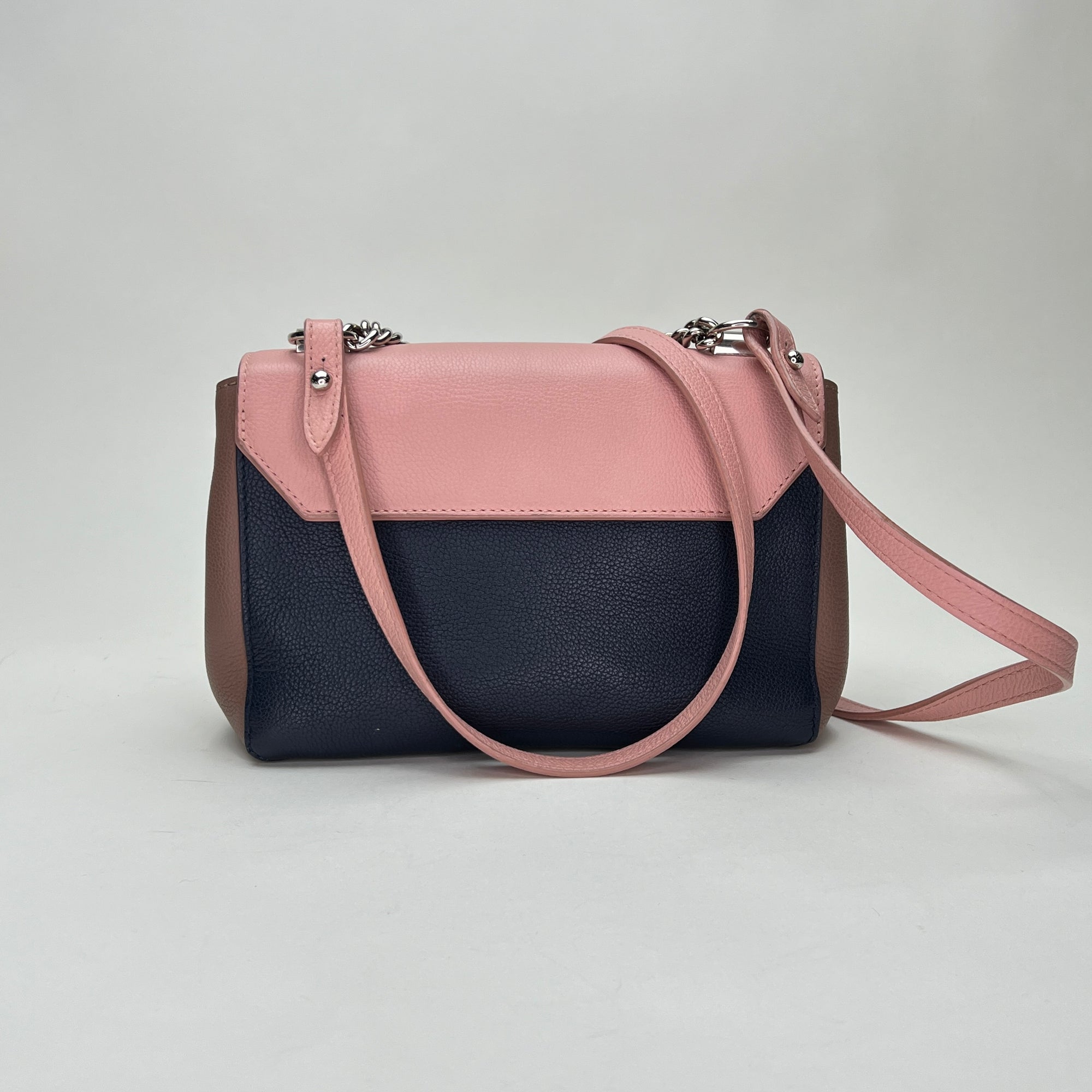 LockMe Tender Pink Shoulder Bag in Calfskin, Silver hardware