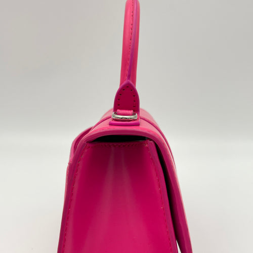 Hourglass XS Pink Top Handle Bag in Calfskin, Silver hardware