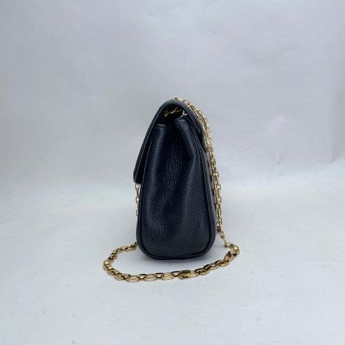 Saint Germain PM Black Shoulder Bag in Monogram Empreinte Leather, Gold hardware