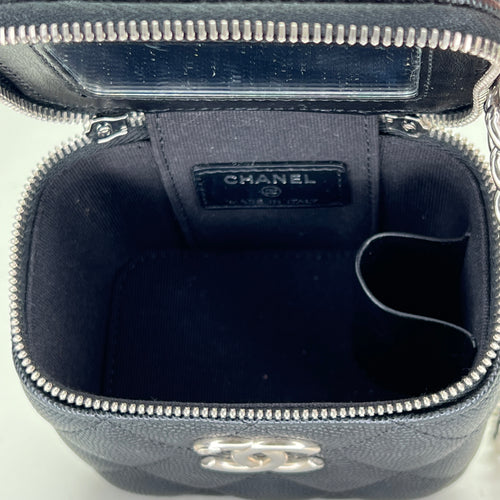 Classic Vanity Mini Black Vanity Bag in Caviar Leather, Silver hardware