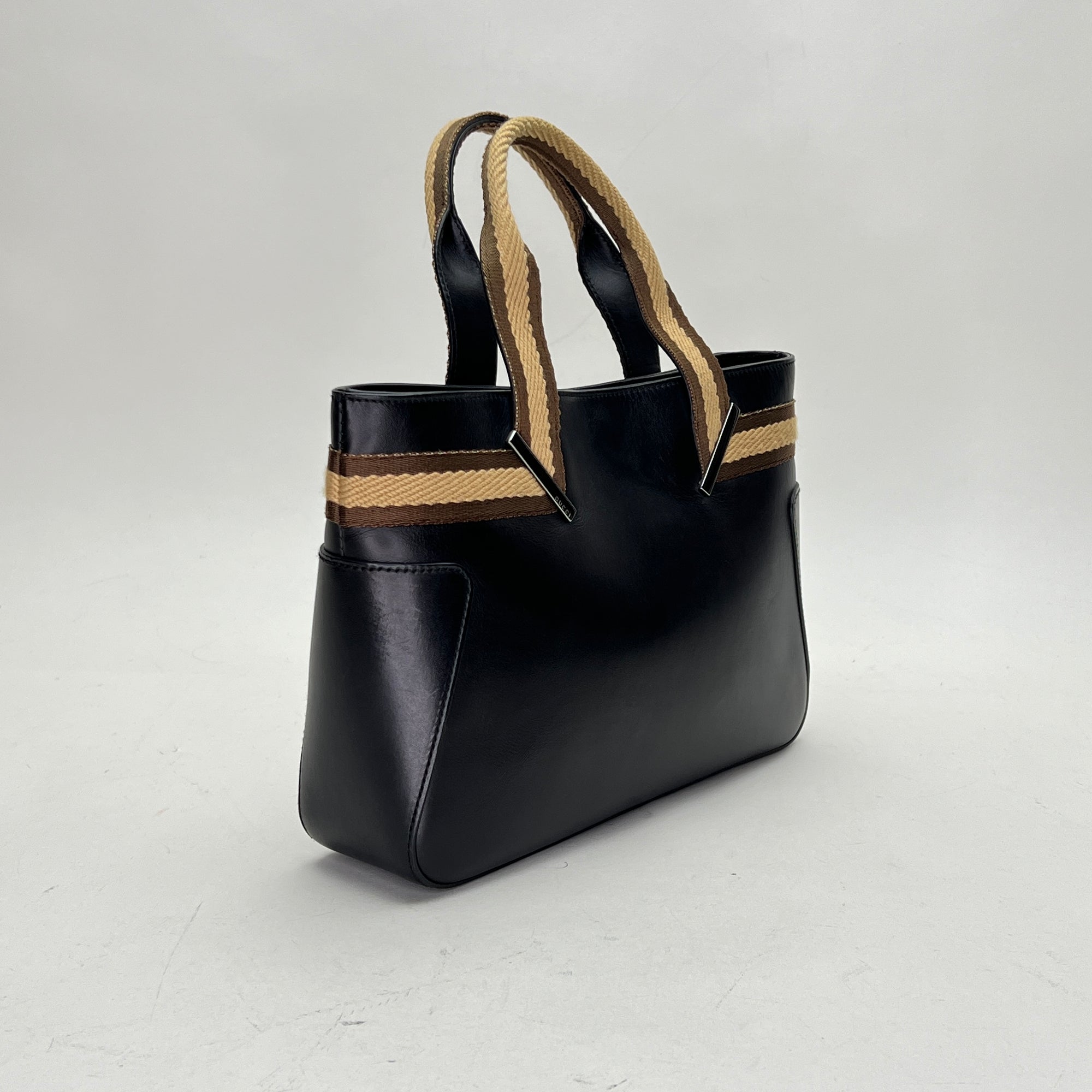 Sherry Black Tote Bag in Calfskin, Silver hardware