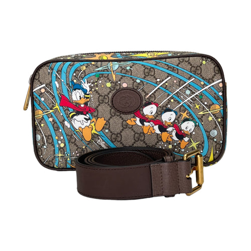 Disney Donald Duck Brown Belt Bag in Coated Canvas, Brushed Gold hardware