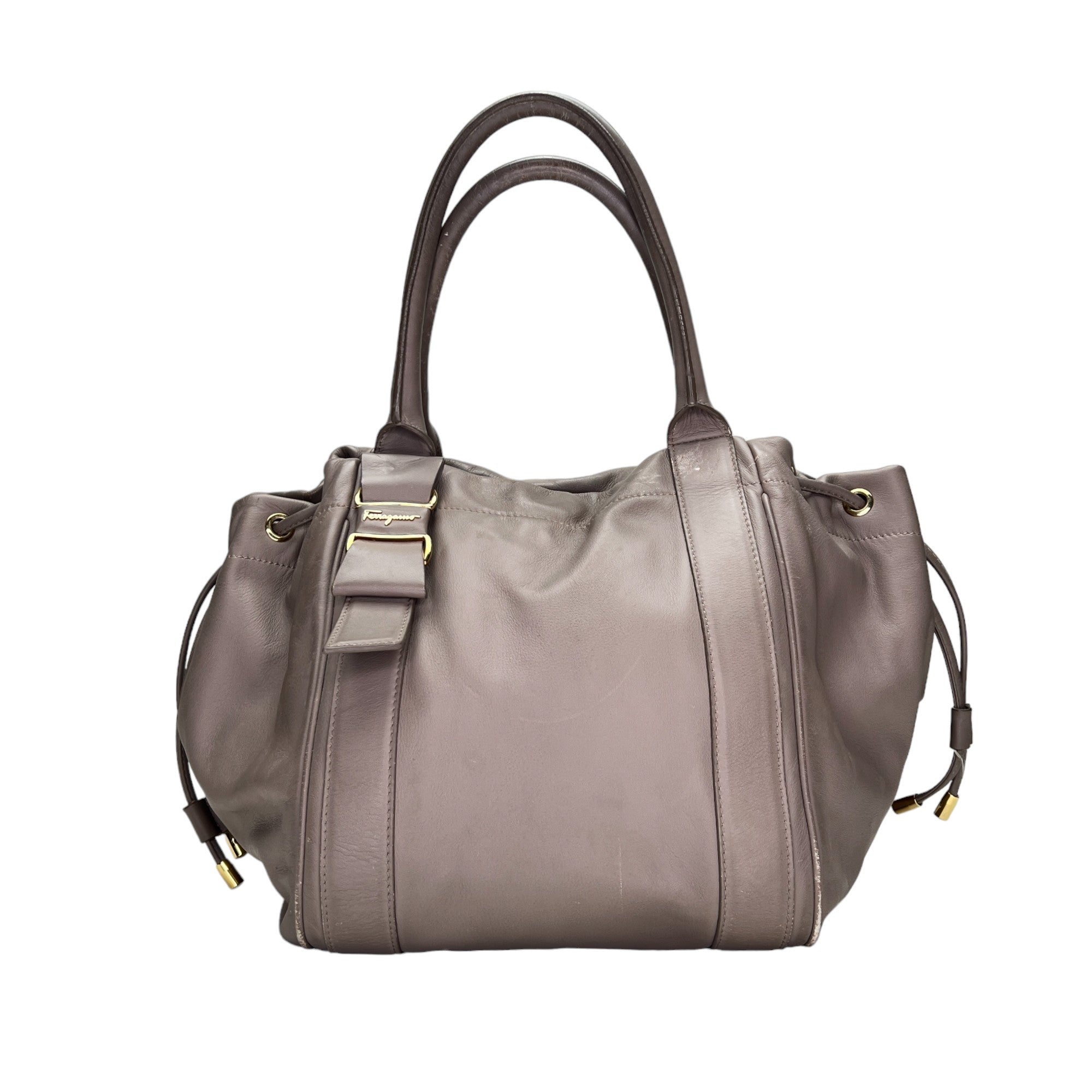 Vara Brown Top Handle Bag in Calfskin, Gold hardware