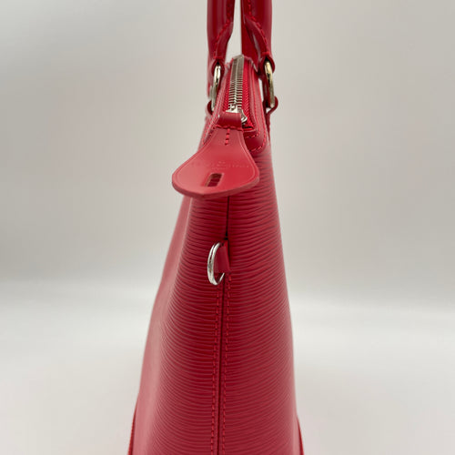 LockIt PM Red Top Handle Bag in Epi Leather, Silver hardware