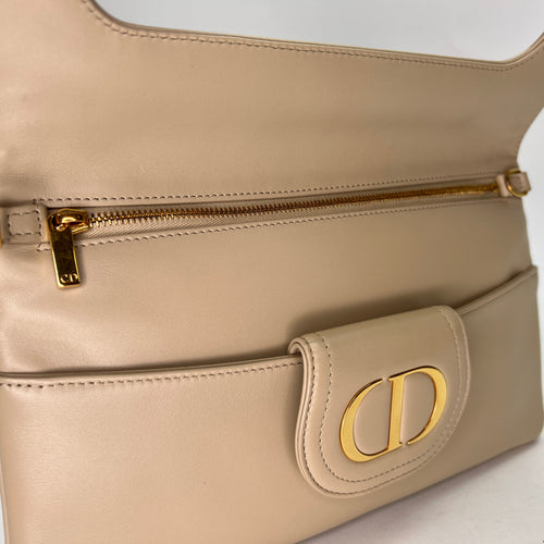 Diordouble Beige Clutch in Calfskin, Gold hardware