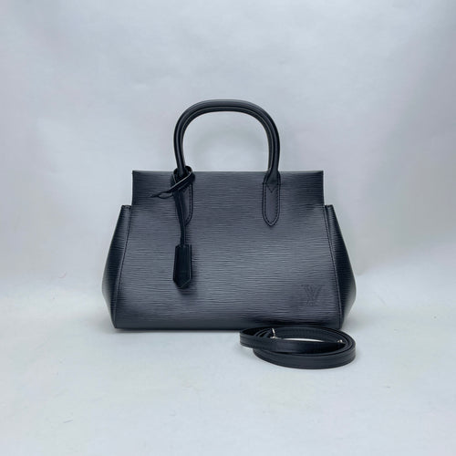 Marly BB Black Top Handle Bag in Epi Leather, Silver hardware