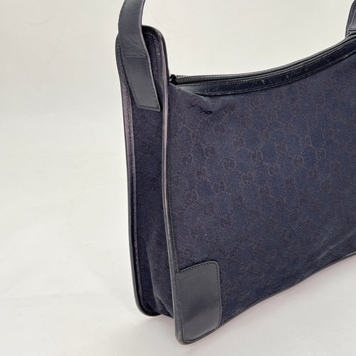 GG Navy Shoulder Bag in Canvas, Silver hardware