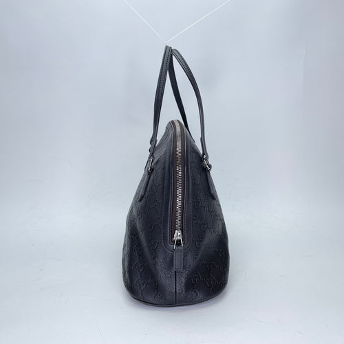 Dome Brown Top Handle Bag in Guccissima Leather, Silver hardware