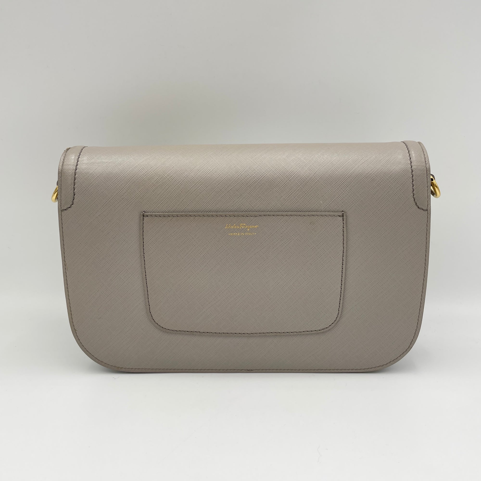 Greta Grey Shoulder Bag in Calfskin, Gold hardware