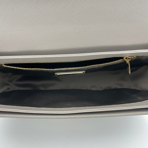 Greta Grey Shoulder Bag in Calfskin, Gold hardware