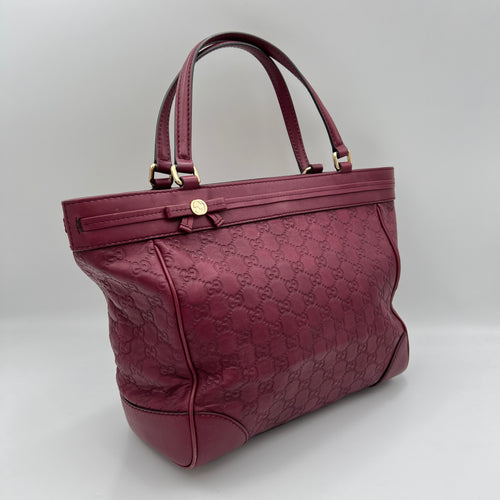 Mayfair Maroon Top Handle Bag in Guccissima Leather, Light Gold hardware