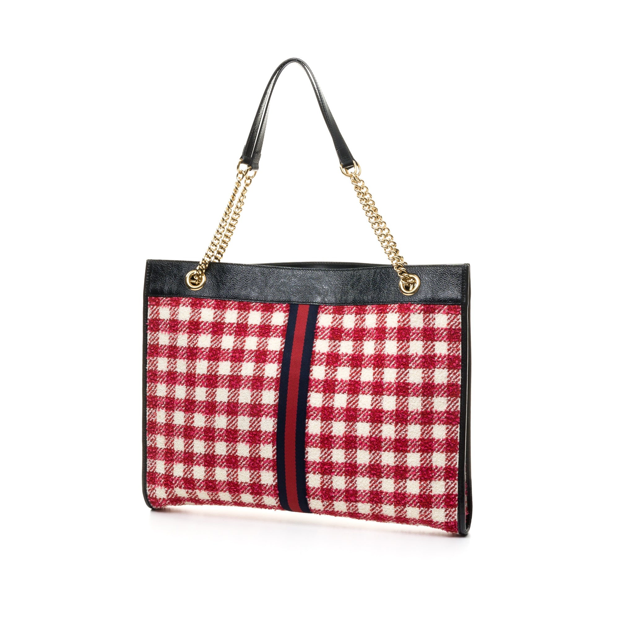 GG Rajah Red Tote Bag in Tweed, Gold hardware