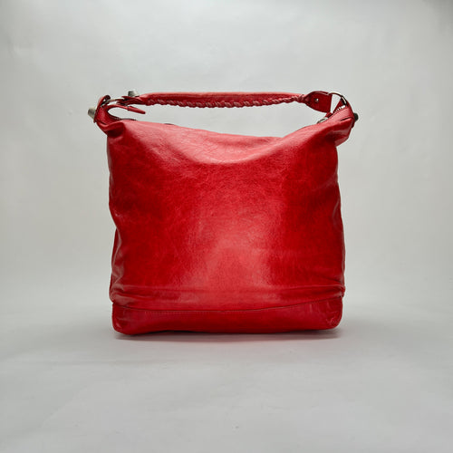 Giant Day Red Shoulder Bag in Distressed Leather, Gold hardware