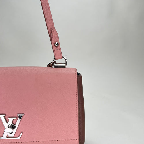 LockMe Tender Pink Shoulder Bag in Calfskin, Silver hardware