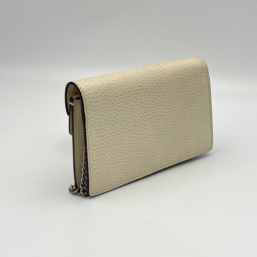 Dionysus Super Mini Cream Shoulder Bag in Calfskin, Silver hardware