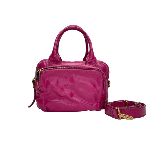 Vitello Shine Pink Top Handle Bag in Calfskin, Gold hardware