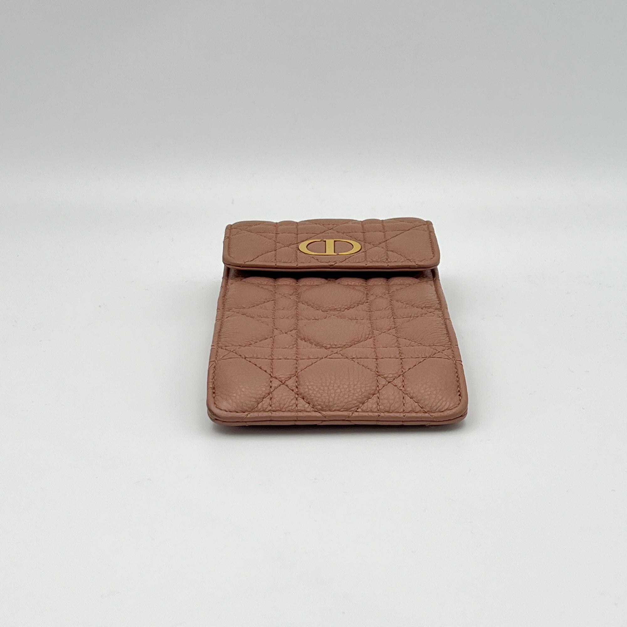 Caro Phone Holder Beige Pouch in Calfskin, Gold hardware