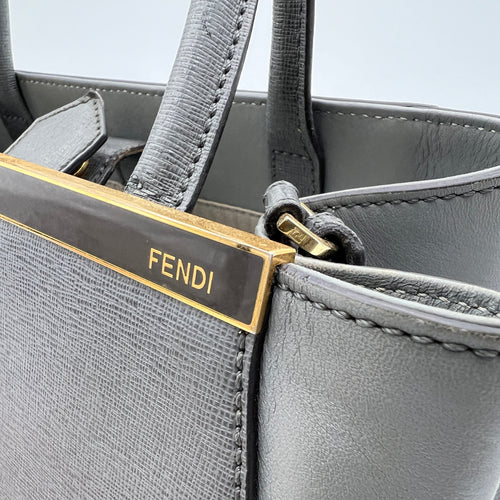 2Jours Grey Top Handle Bag in Calfskin, Gold hardware