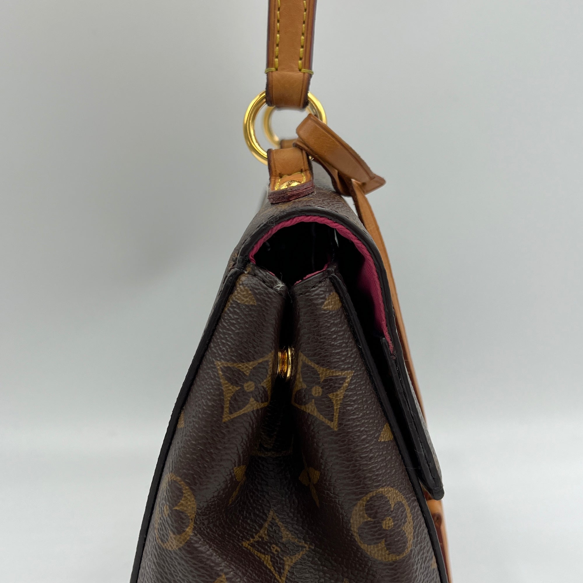 Cluny BB Brown Top Handle Bag in Monogram Coated Canvas, Gold hardware