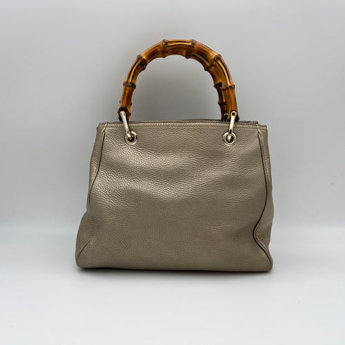 Bamboo Mini Gold Top Handle Bag in Calfskin, Light Gold hardware