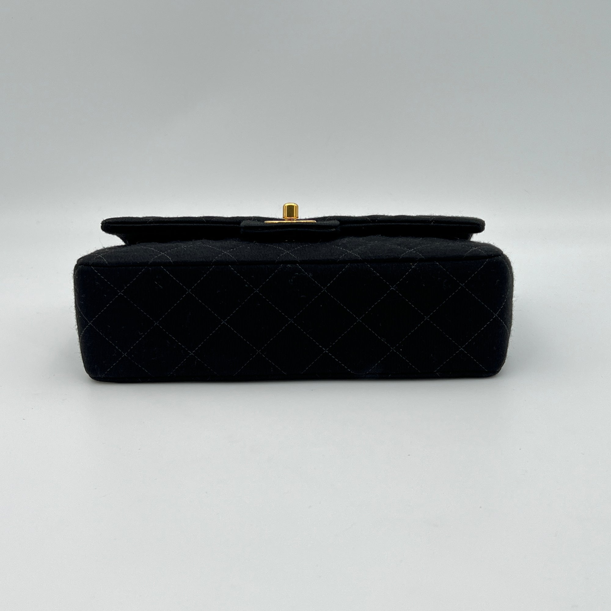 Timeless Classic Flap Small Black Shoulder Bag in Jersey, Gold hardware