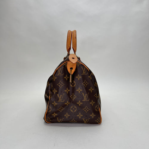 Speedy 30 Brown Top Handle Bag in Monogram Coated Canvas, Gold hardware