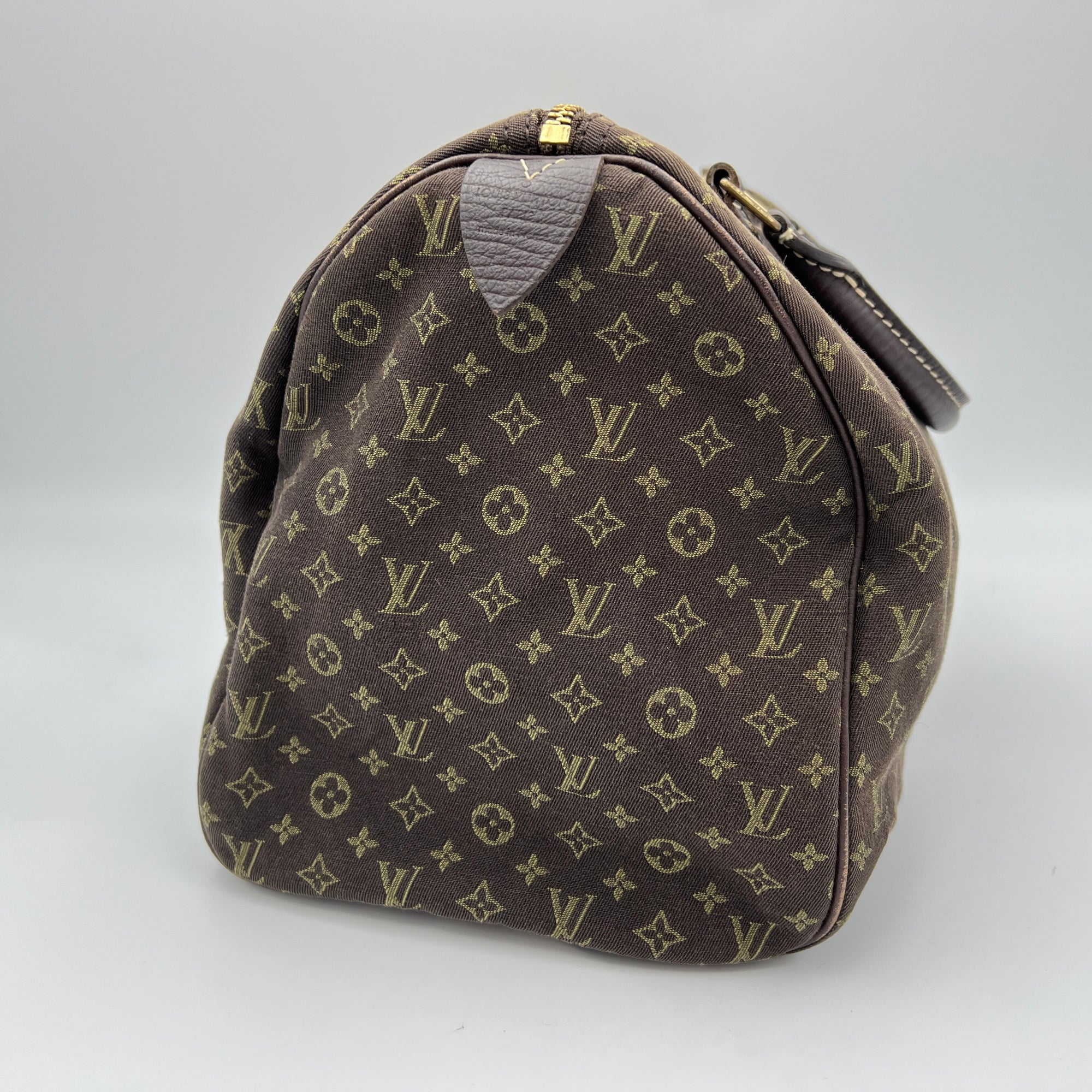 Idylle Monogram 30 Brown Top Handle Bag in Canvas, Gold hardware