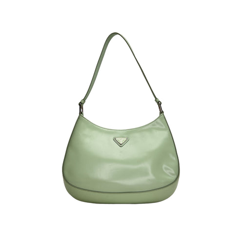 Cleo Green Shoulder Bag in Calfskin, Silver hardware