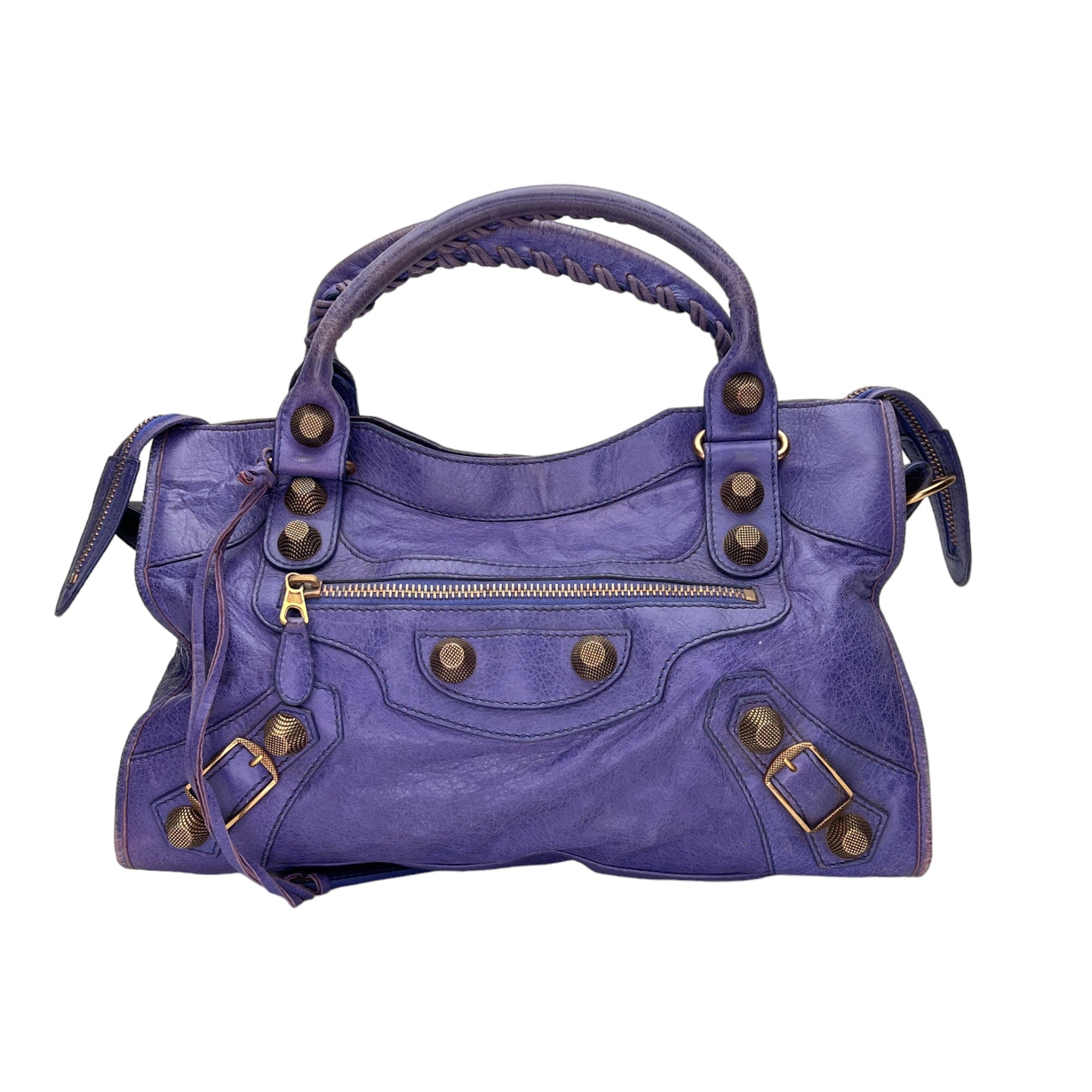 Medium City Medium Purple Shoulder Bag in Lambskin, Gold hardware