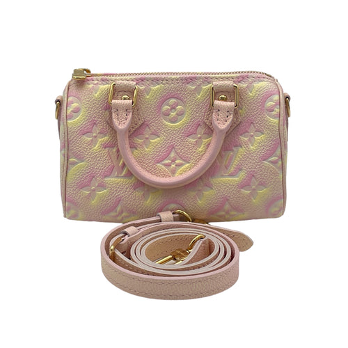 Speedy Nano Pink Top Handle Bag in Monogram Empreinte Leather, Gold hardware