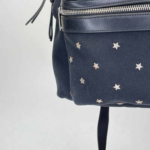 Star Black Backpack in Canvas, Silver hardware