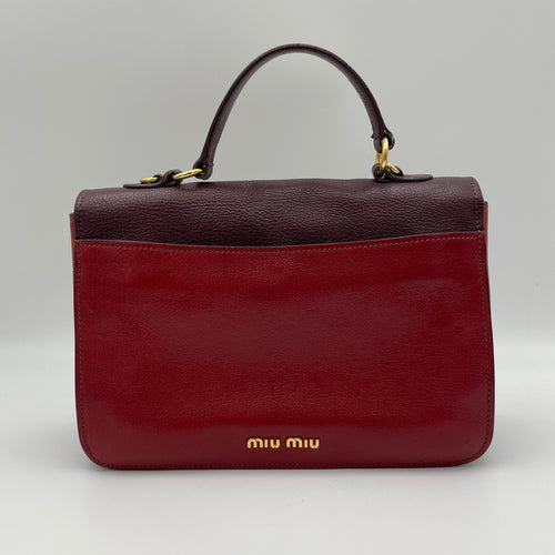 Top Handle handbag Maroon Top Handle Bag in Calfskin, Gold hardware