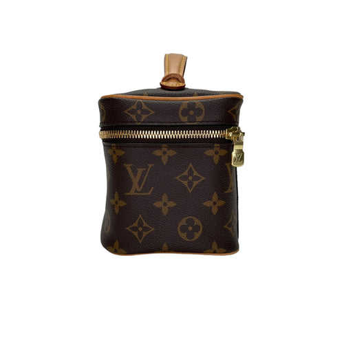 Nice Mini Brown Vanity Bag in Monogram Coated Canvas, Gold hardware